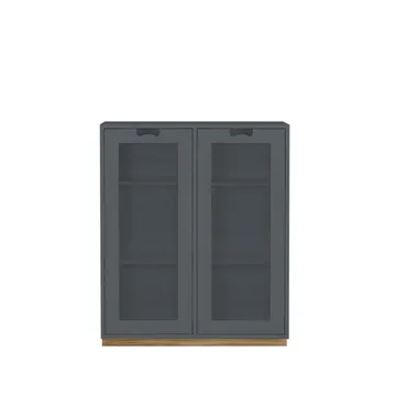 Vitrine Snö E - Storm grey,support en chêne, dj.42 cm - Asplund