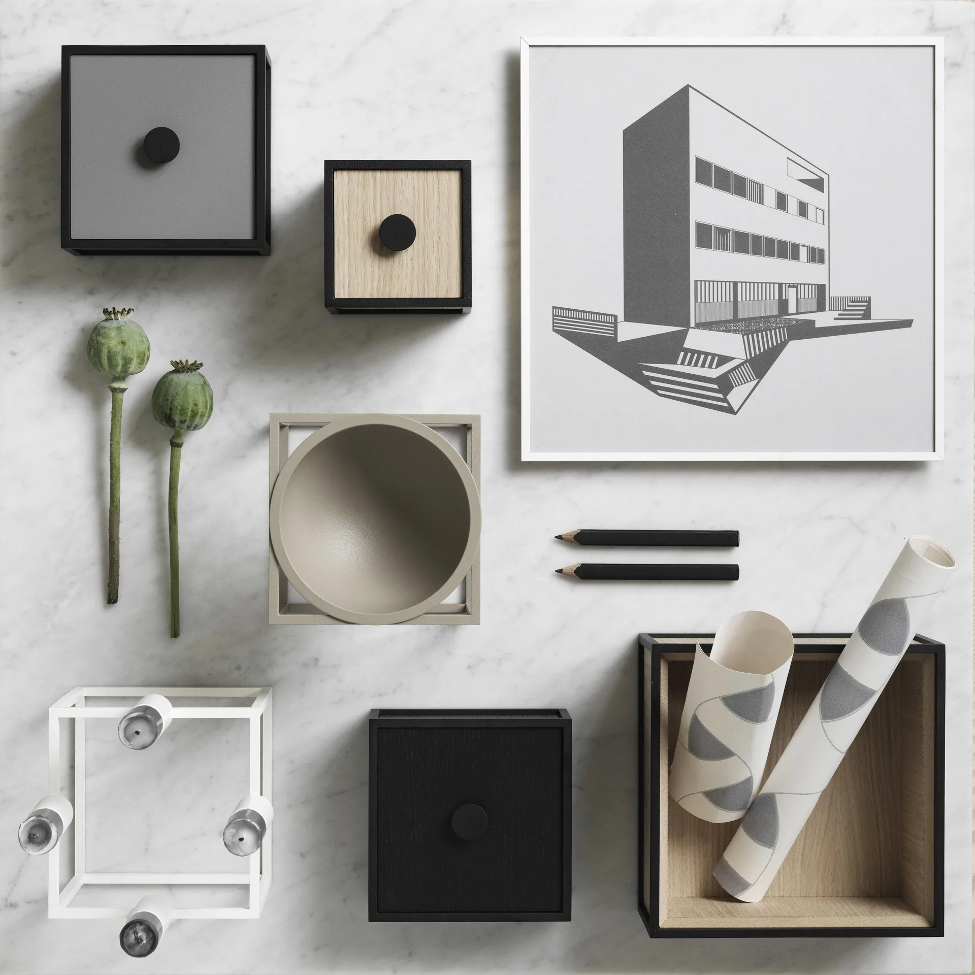 Boîte avec couvercle Frame 14, Frêne coloré noir Audo Copenhagen