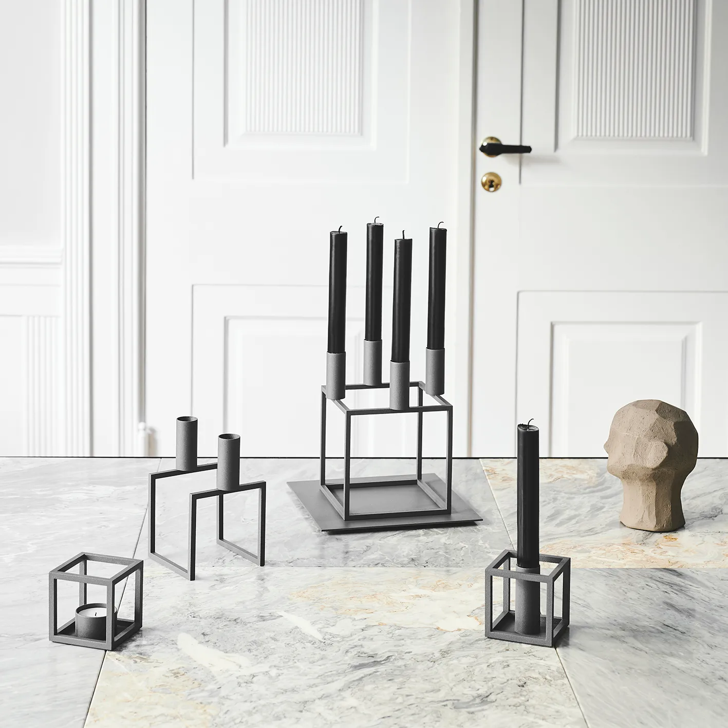 Bougeoir Kubus 4, Gris Audo Copenhagen