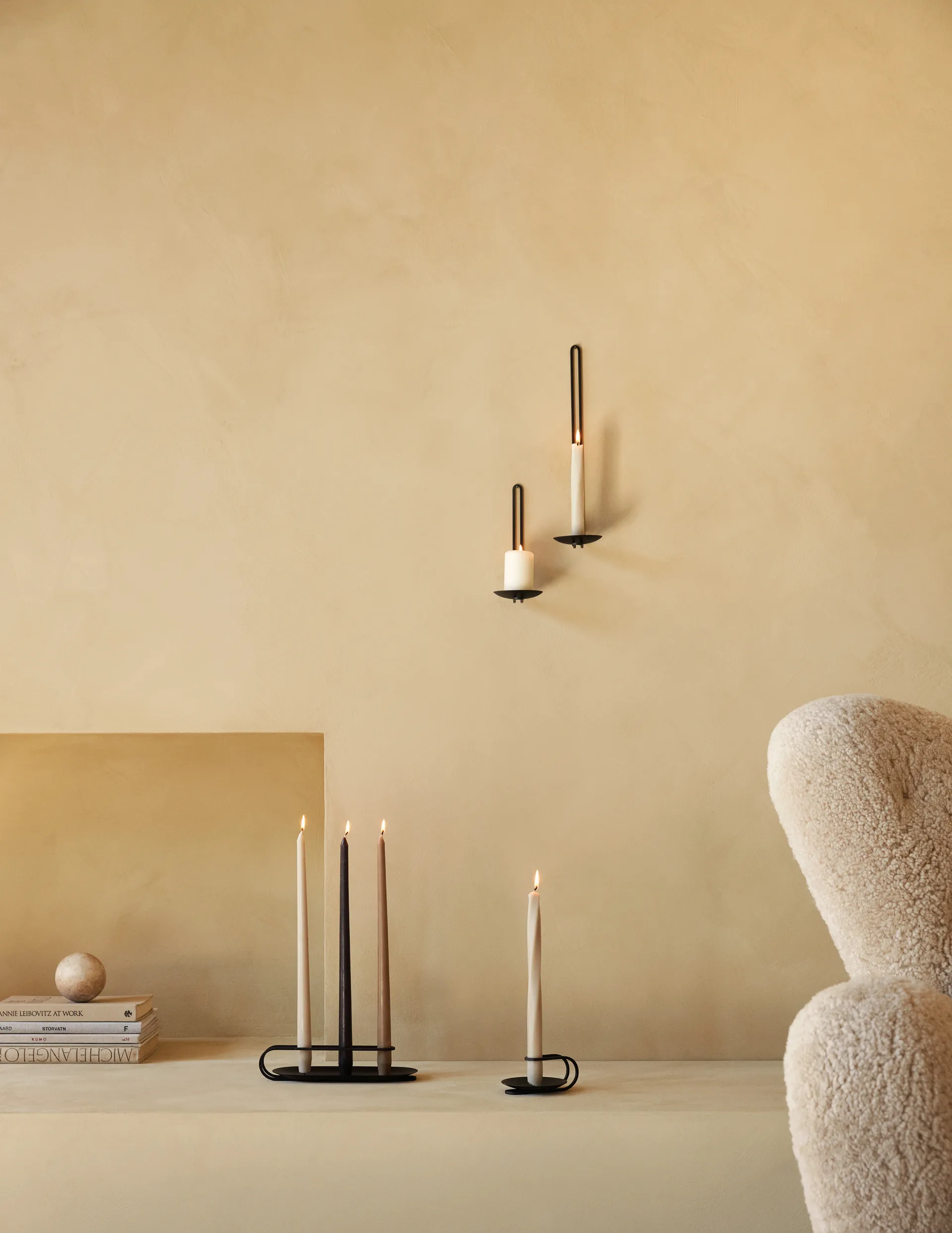 Bougeoir mur Clip 34 cm, Noir Audo Copenhagen