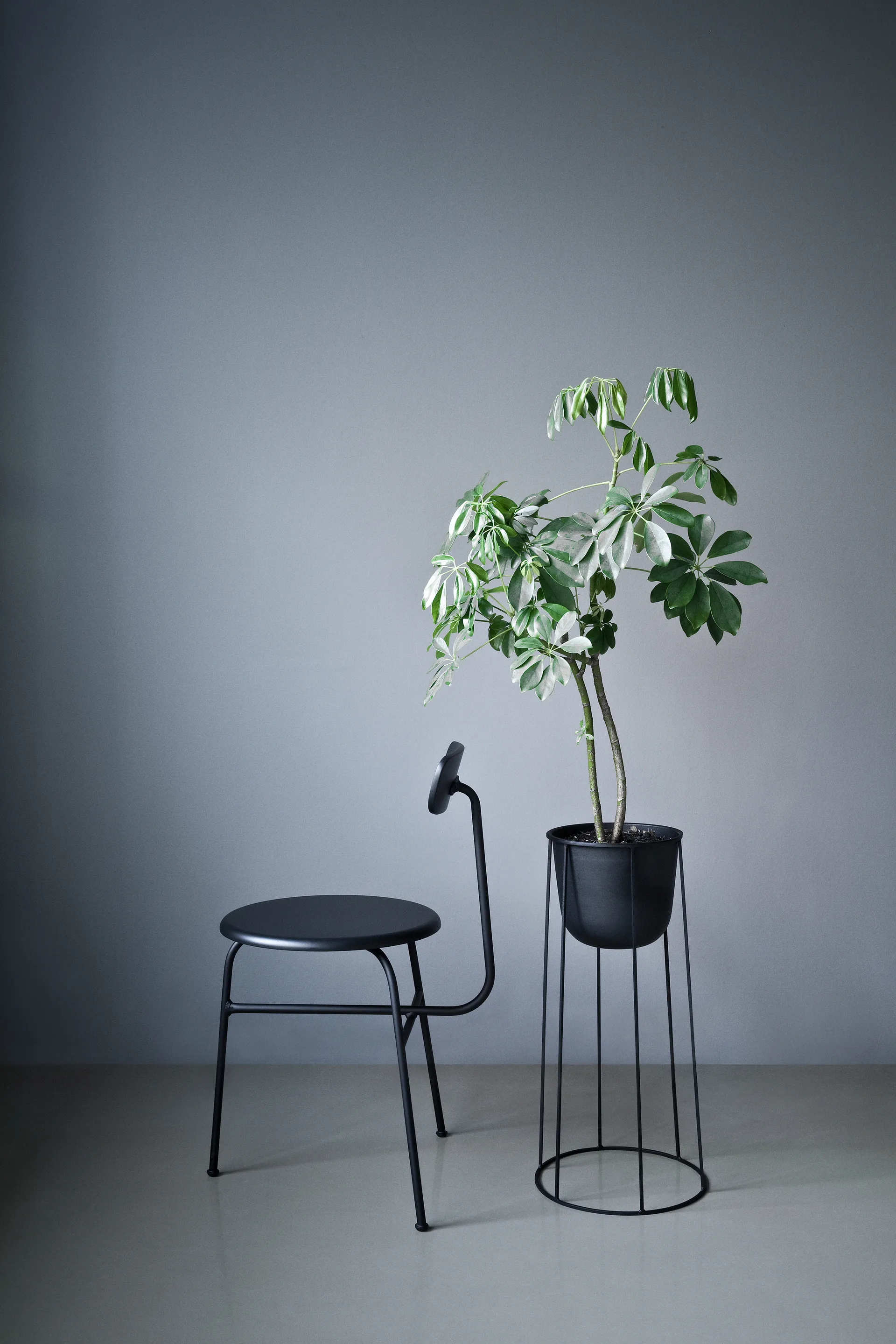 Chaise Afteroom assise cuir 4 pieds, noir-noir Audo Copenhagen