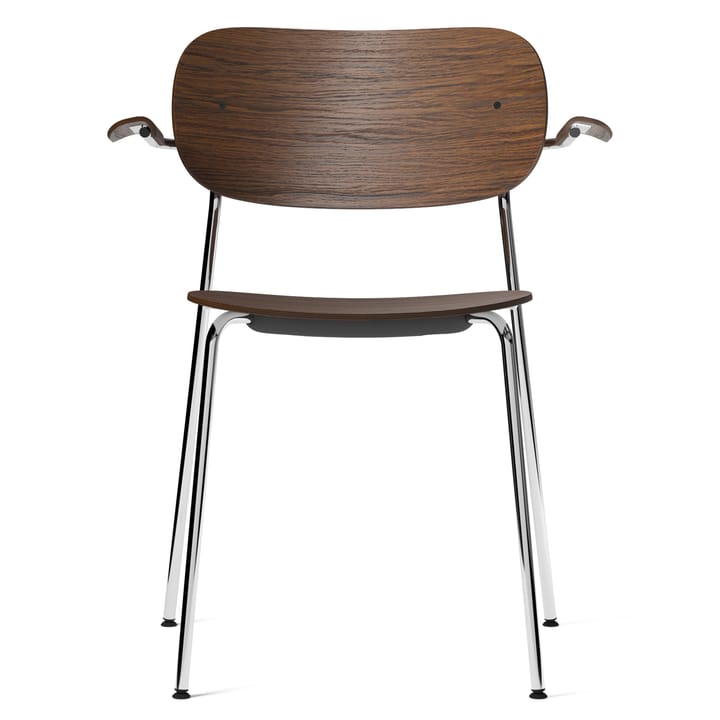 Chaise de table à manger à accoudoirs Co pieds chromés - Chêne teinté foncé - Audo Copenhagen