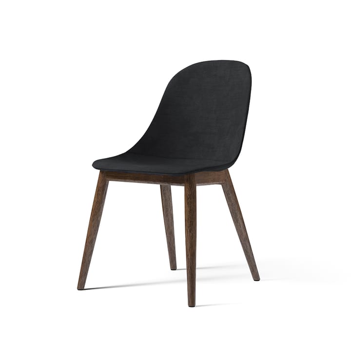 Chaise Harbour side dining chair, assise revêtue de tissu - tissu remix 173 dark grey, pieds en chêne lasuré foncé - Audo Copenhagen