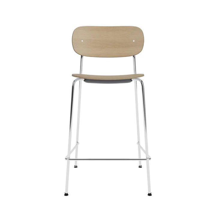 Co Bar Chair chaise de bar - Chêne-acier chromé, 65 cm - Audo Copenhagen