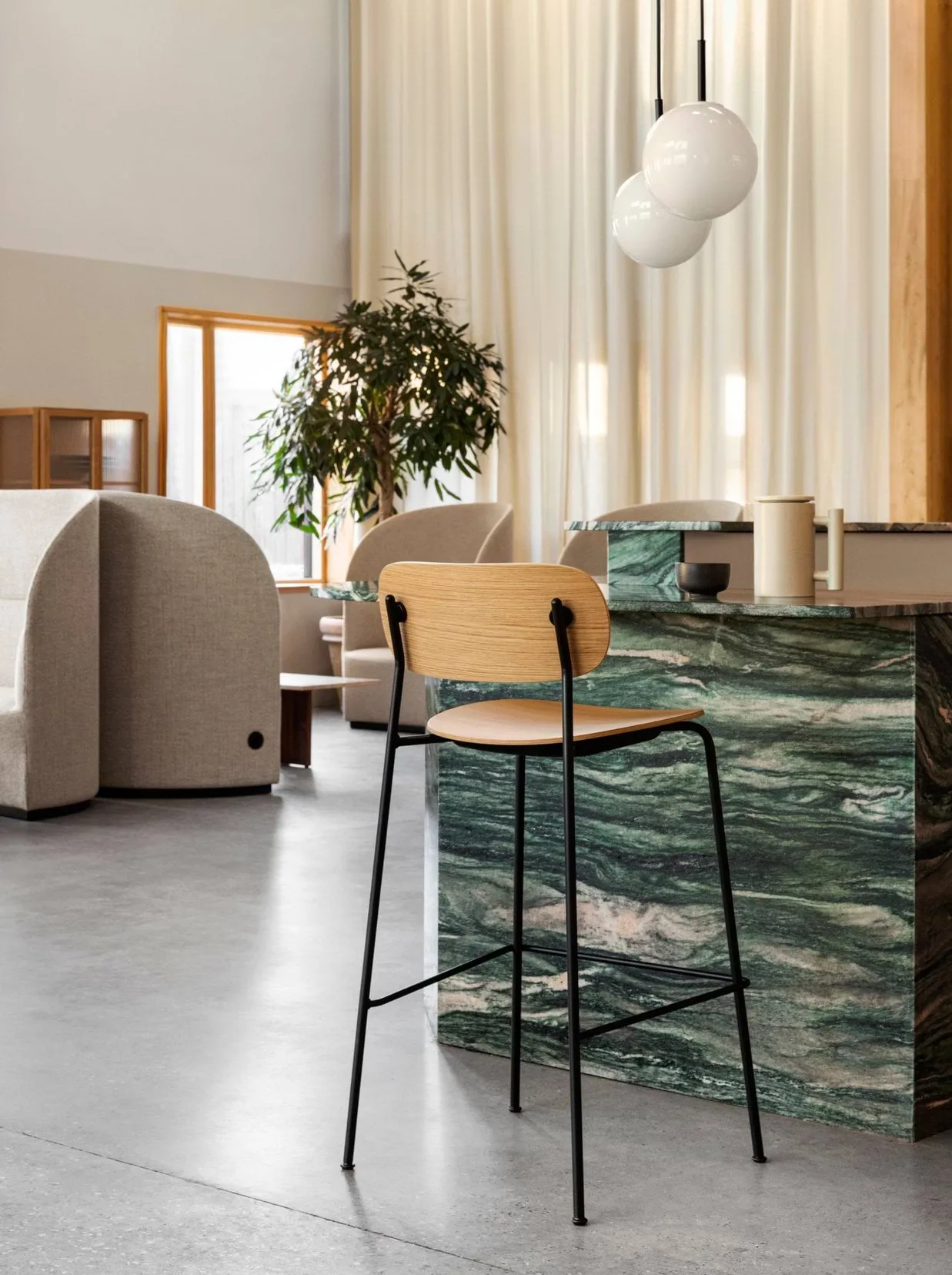 Co Bar Chair chaise de bar, Chêne-acier chromé, 75 cm Audo Copenhagen