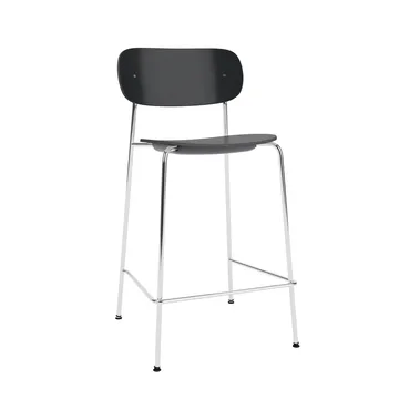 Co Bar Chair chaise de bar - Chêne noir-acier chromé, 65 cm - Audo Copenhagen