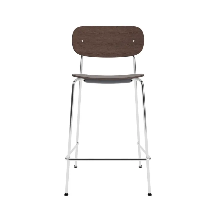 Co Bar Chair chaise de bar - Chêne teint foncé-acier chromé, 65 cm - Audo Copenhagen