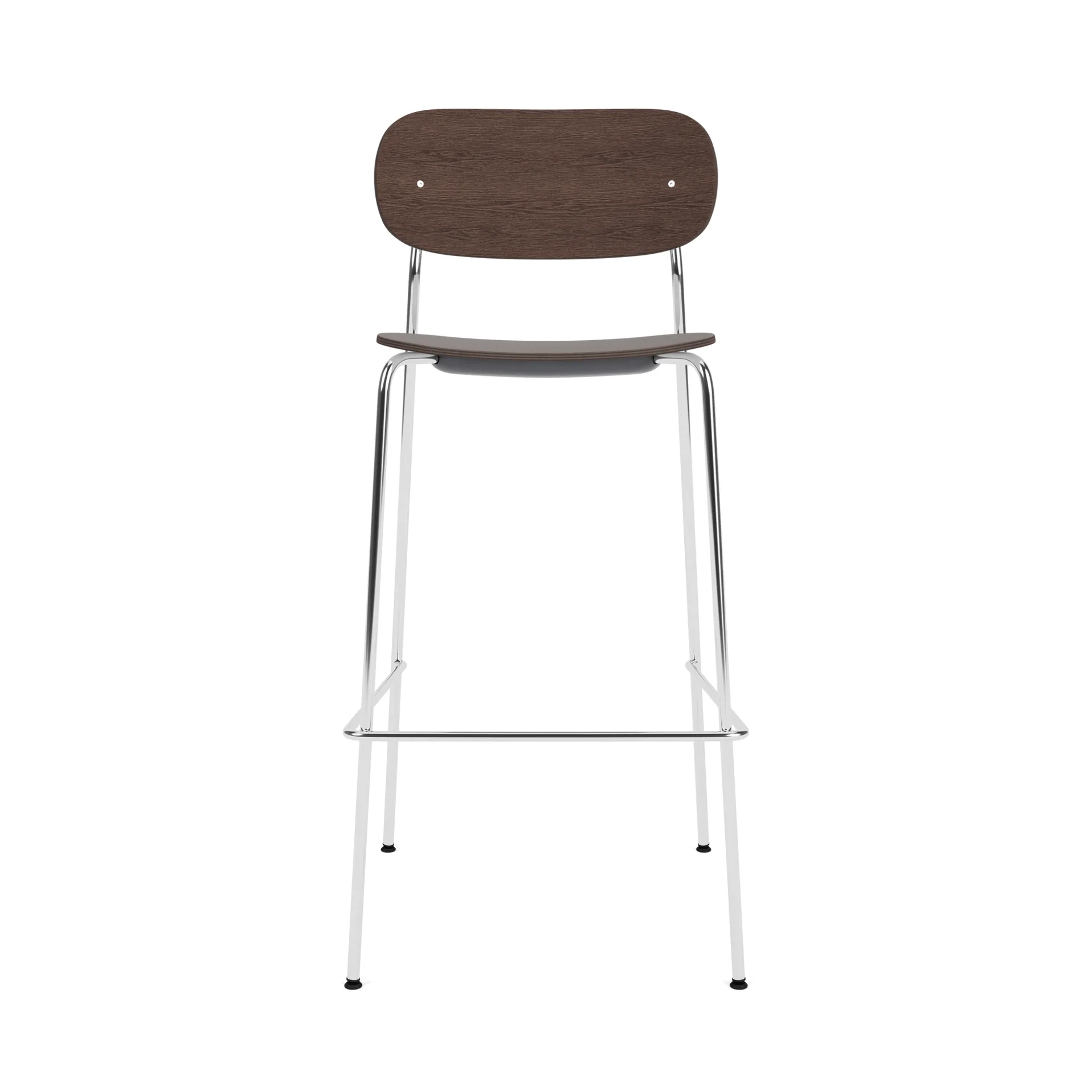 Co Bar Chair chaise de bar, Chêne teinté foncé-acier chromé, 75 cm Audo Copenhagen