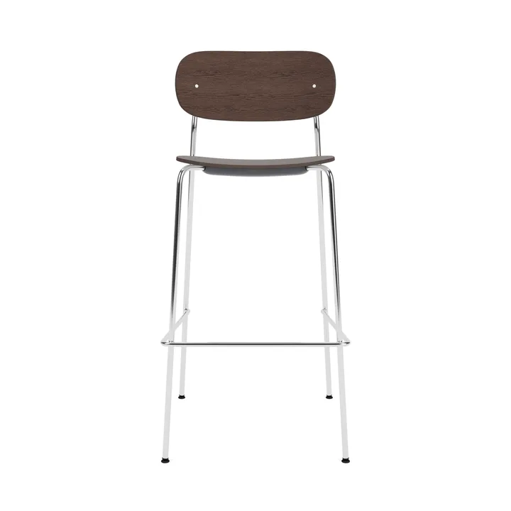 Co Bar Chair chaise de bar - Chêne teinté foncé-acier chromé, 75 cm - Audo Copenhagen