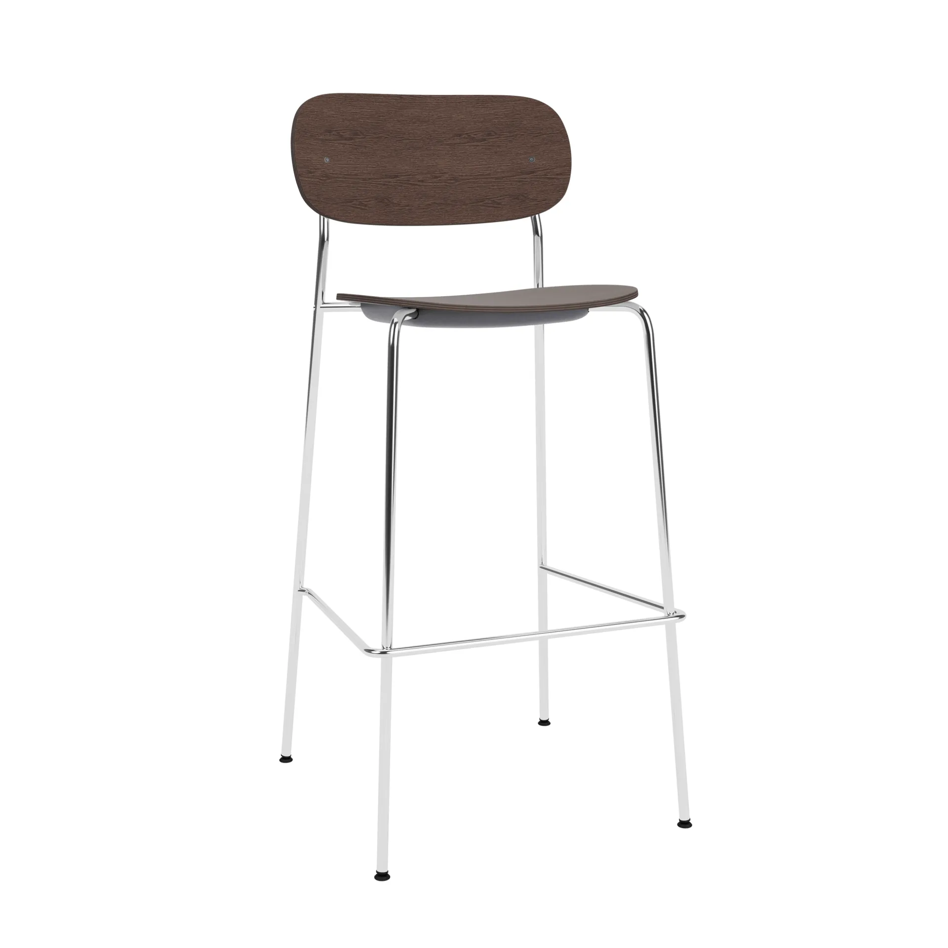 Co Bar Chair chaise de bar, Chêne teinté foncé-acier chromé, 75 cm Audo Copenhagen
