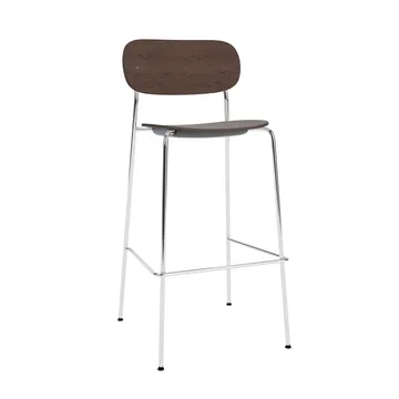 Co Bar Chair chaise de bar - Chêne teinté foncé-acier chromé, 75 cm - Audo Copenhagen