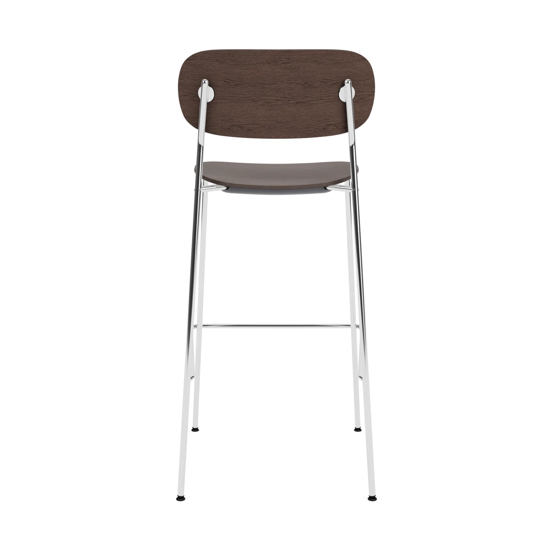 Co Bar Chair chaise de bar, Chêne teinté foncé-acier chromé, 75 cm Audo Copenhagen