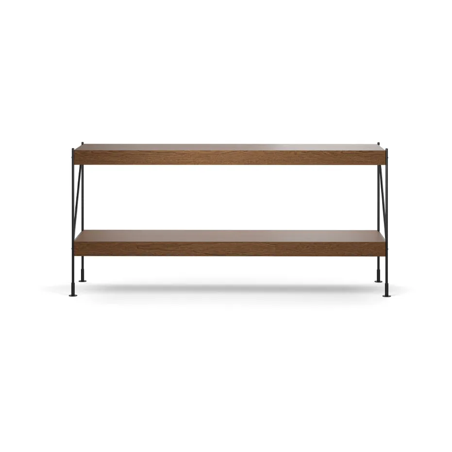 Étagère Zet, oak dark stained, 1x2, black steel base Audo Copenhagen