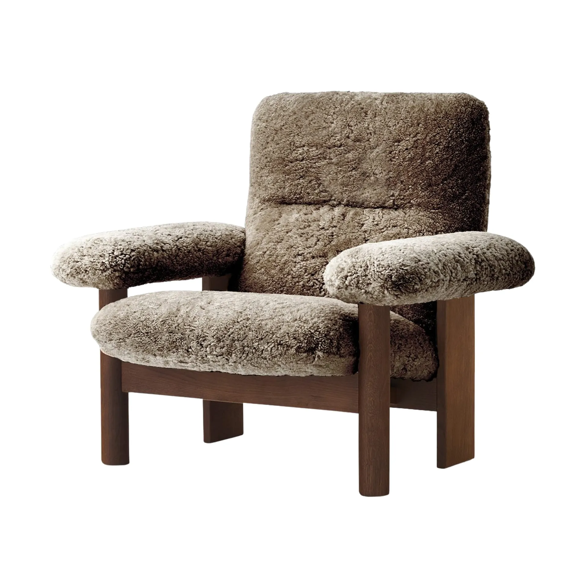 Fauteuil Brasilia, Dark oak-Sahara sheepskin curly Audo Copenhagen