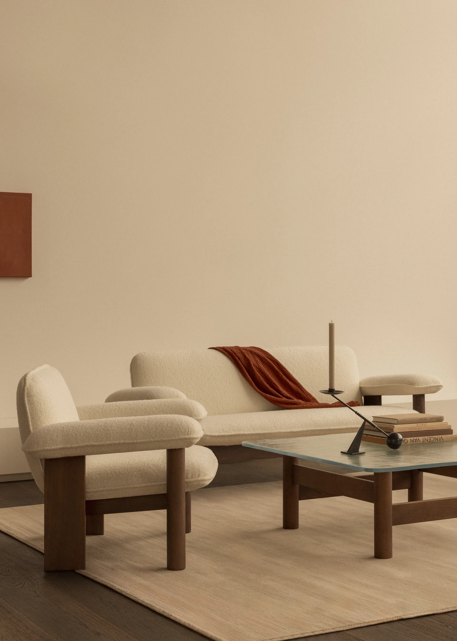 Fauteuil Brasilia low back, Natural oak-Sahara sheepskin curly Audo Copenhagen