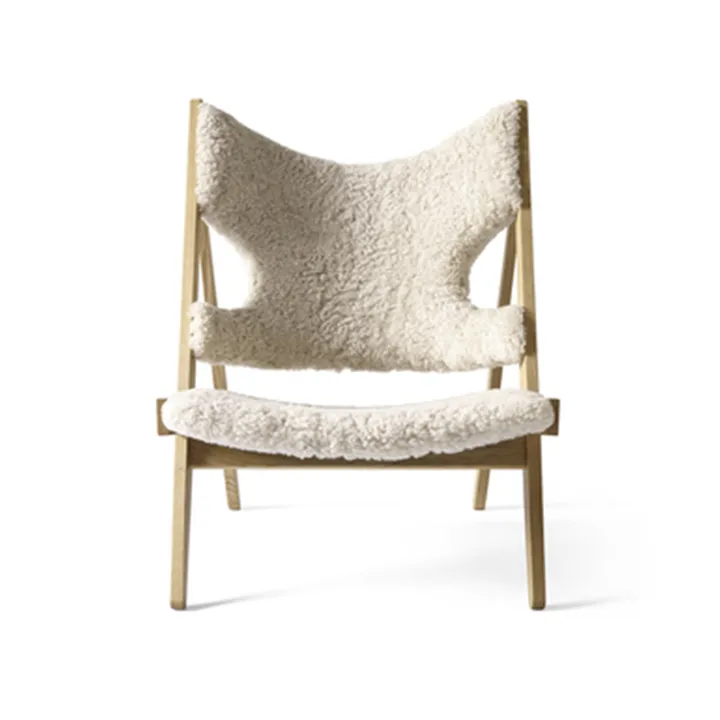 Fauteuil lounge Knitting - Peau de mouton Nature, pieds en chêne natural - Audo Copenhagen