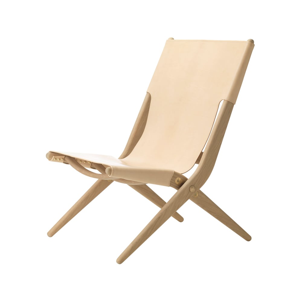 Audo Copenhagen / by Lassen Fauteuil Saxe cuir naturel, structure en chêne savonné