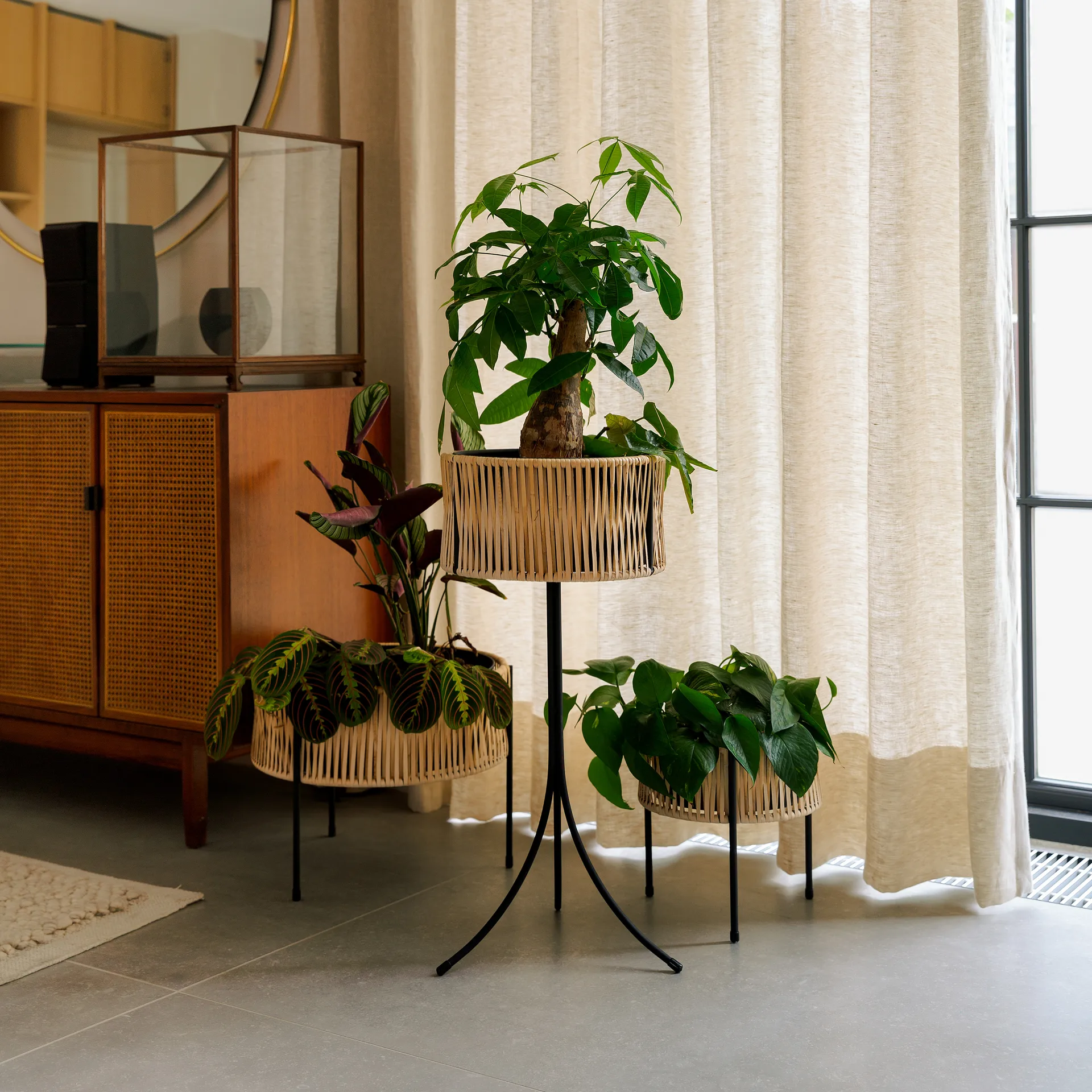 Jardinière Umanoff planter rotin-acier, h32,5 cm Ø41 cm Audo Copenhagen