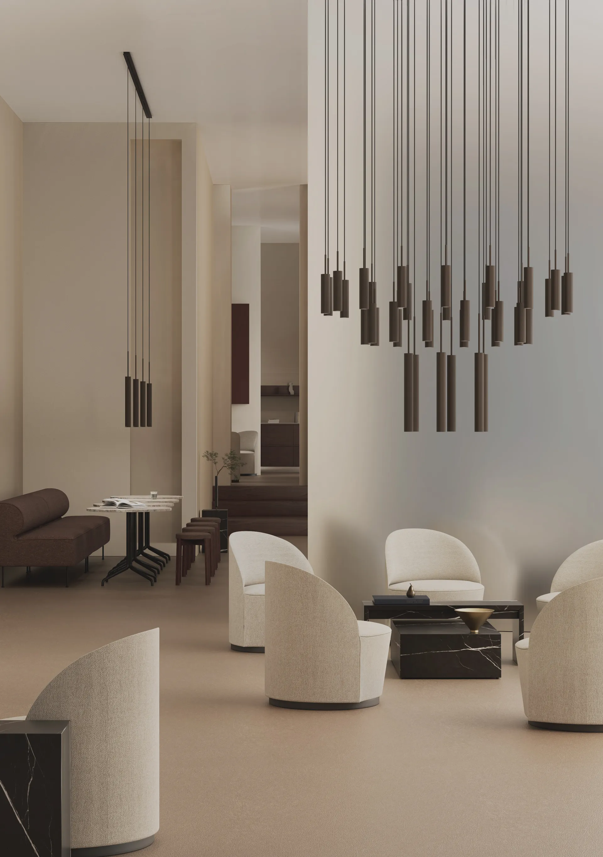 Lampe chandelier Tubulaire 38, Anodized bronzed Audo Copenhagen