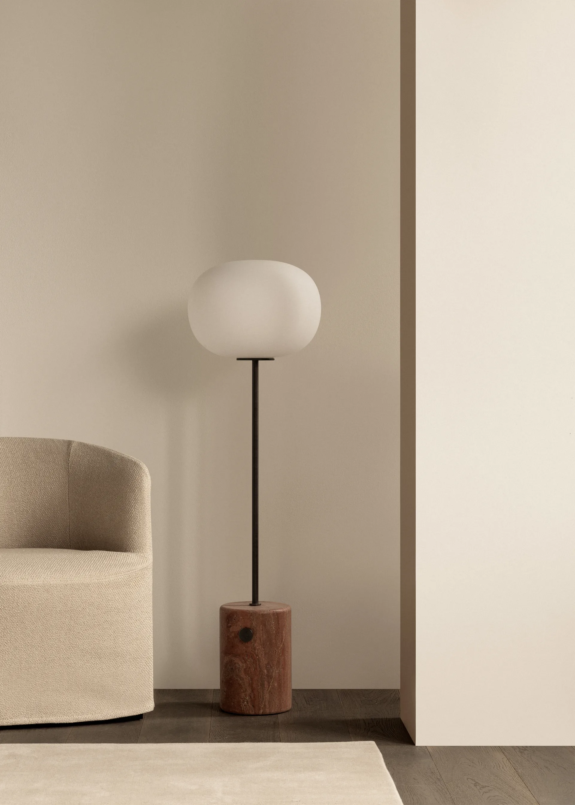 Lampe sur pied JWDA, Red travertine, 130 cm Audo Copenhagen