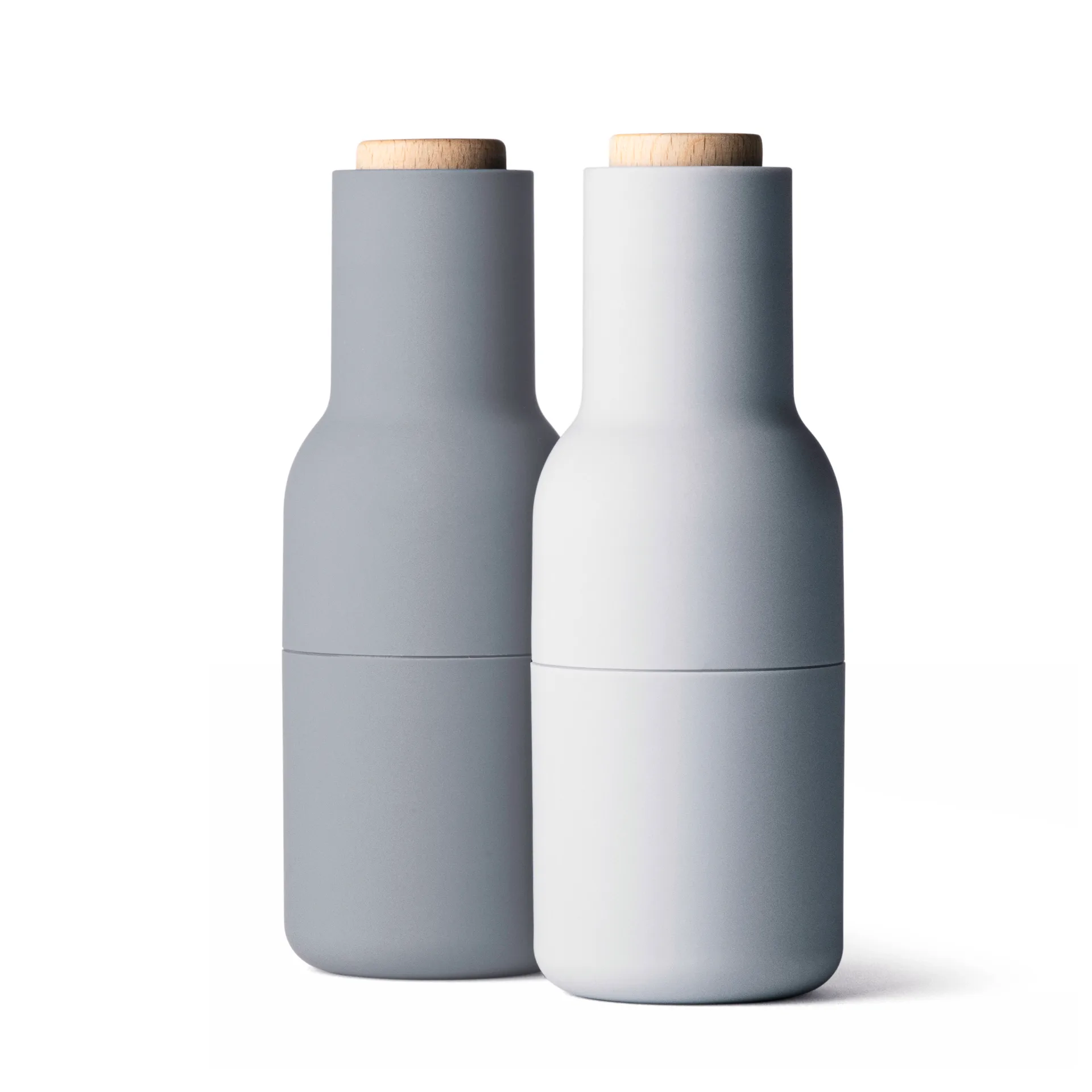 Lot de 2 Moulins à épice Bottle grinder special edition, concrete-feather (couvercle en bois) Audo Copenhagen