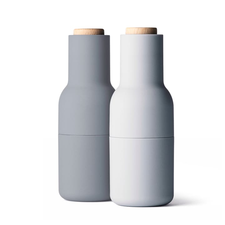 Lot de 2 Moulins à épice Bottle grinder special edition - concrete-feather (couvercle en bois) - Audo Copenhagen