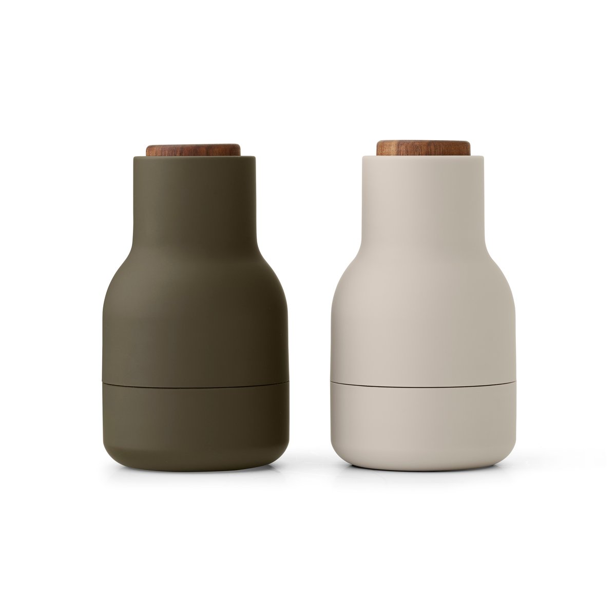 audo copenhagen moulin à épices bottle grinder small, lot de 2 hunting green-beige-noyer