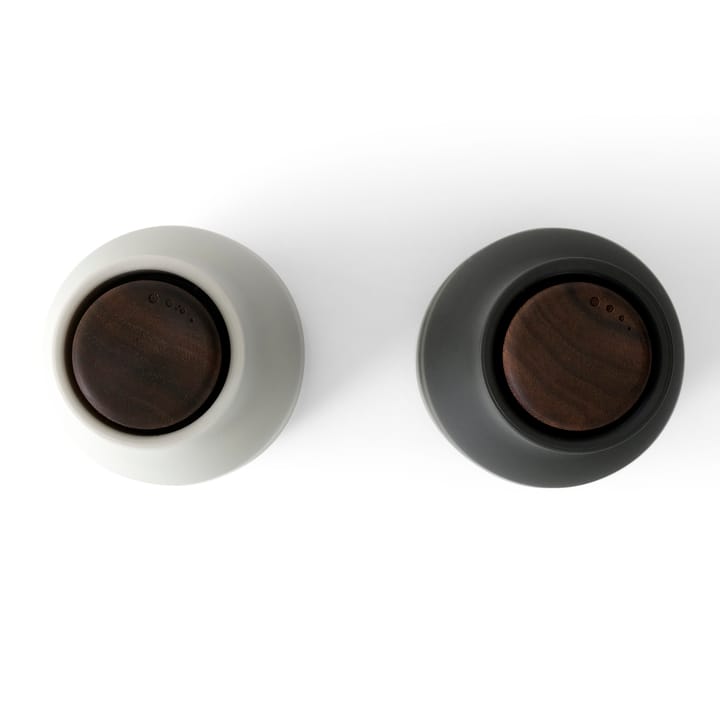 Moulin à poivre et à sel Bottle Grinder lot de 2, Ash-carbon (couvercle en noyer) Audo Copenhagen