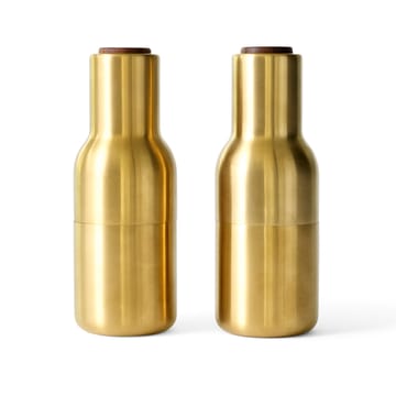 Moulin à poivre et sel Bottle Grinder métal Lot de 2 - Brushed brass (couvercle en noyer) - Audo Copenhagen