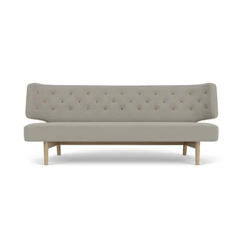 Radiohus Sofa entièrement tapissé RE-WOOL PC1T Global HR BUTTONS piètement 4-Legs Base - Re-wool 218-chêne naturel, boutons en cuir, 2 places - Audo Copenhagen