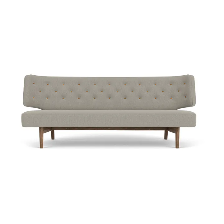 Radiohus Sofa entièrement tapissé RE-WOOL PC1T Global HR BUTTONS piètement 4-Legs Base - Re-wool 218-noyer, boutons en cuir, 2 places - Audo Copenhagen