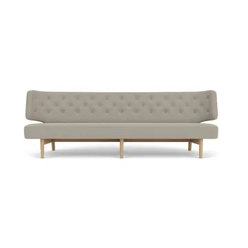 Radiohus Sofa entièrement tapissé RE-WOOL PC1T Global HR BUTTONS piètement 4-Legs Base - Re-wool 218-chêne naturel, boutons en cuir, 3 places - Audo Copenhagen