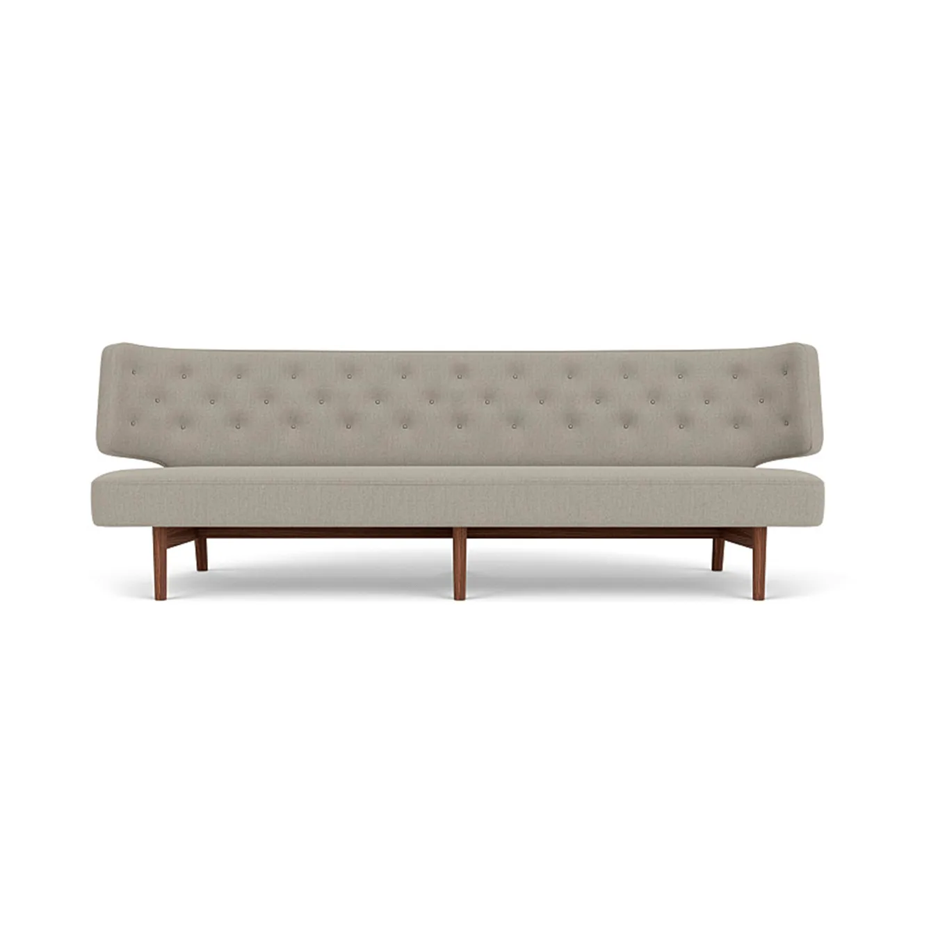 Radiohus Sofa entièrement tapissé RE-WOOL PC1T Global HR BUTTONS piètement 4-Legs Base, Re-wool 218-noyer, boutons en cuir, 3 places Audo Copenhagen