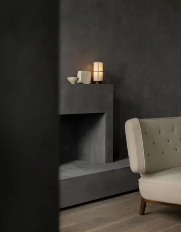 Radiohus Sofa entièrement tapissé RE-WOOL PC1T Global HR BUTTONS piètement 4-Legs Base - Re-wool 218-noyer, boutons en cuir, 3 places - Audo Copenhagen