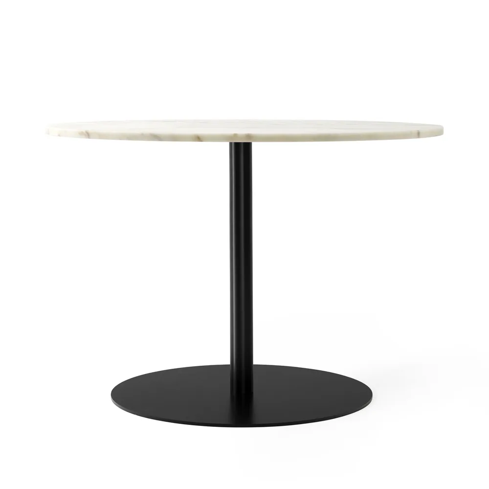 Table à manger Harbour Column, marble offwhite, ø105 cm, structure noire Audo Copenhagen