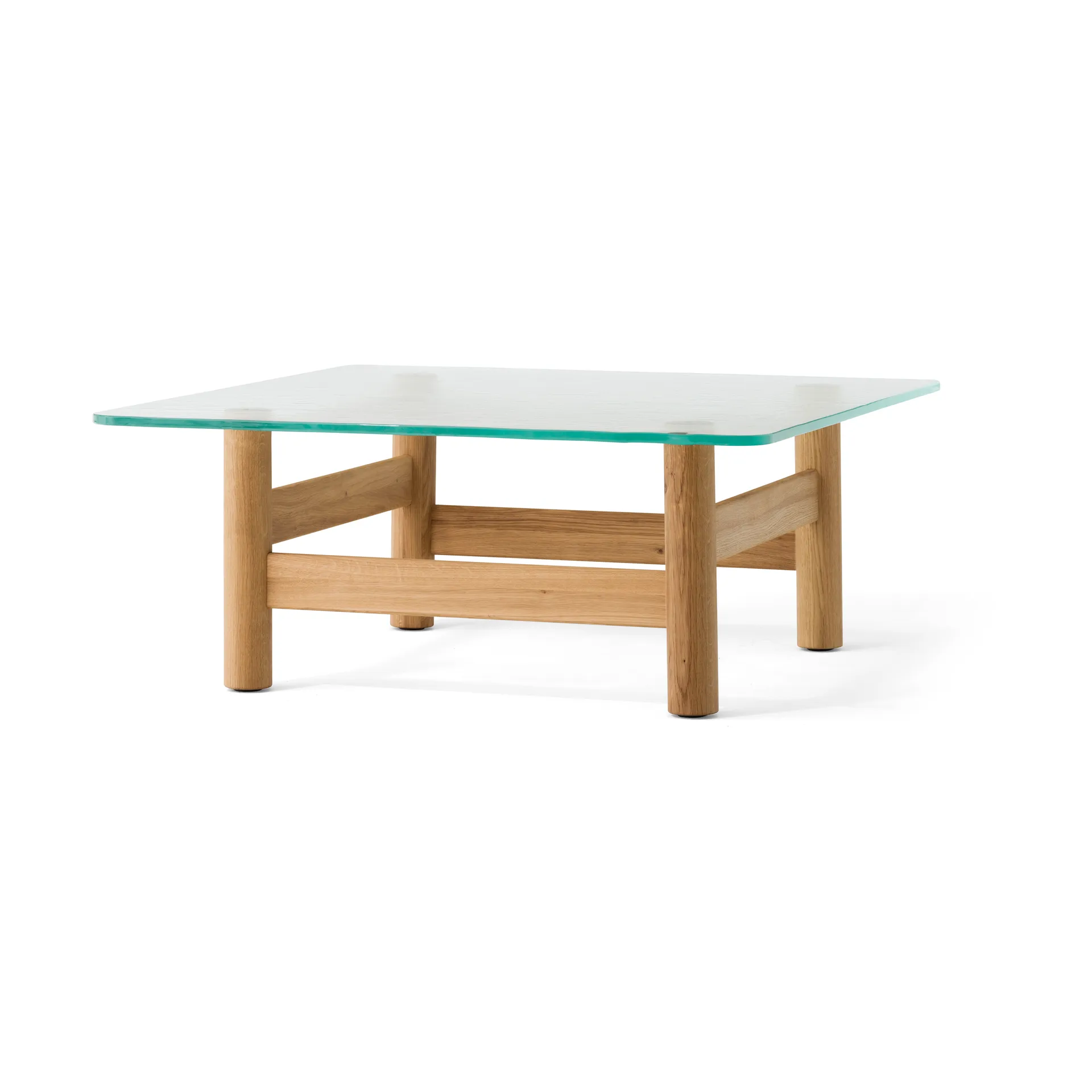 Table basse Brasilia 100x100 cm, Natural oak-clear glass Audo Copenhagen
