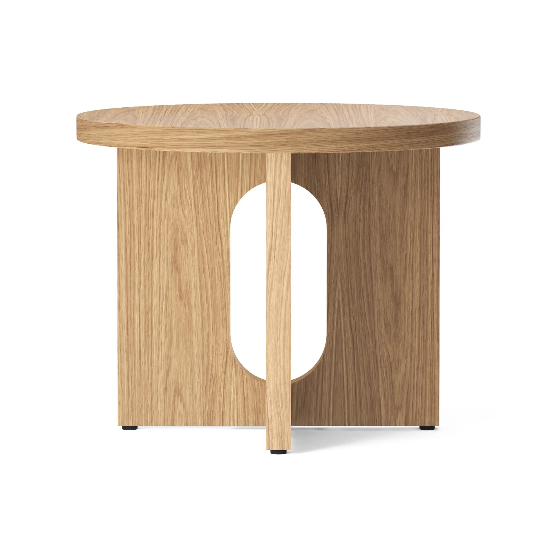 Table d’appoint Androgyne Ø50 cm base en chêne, Plateau de table en chêne Audo Copenhagen