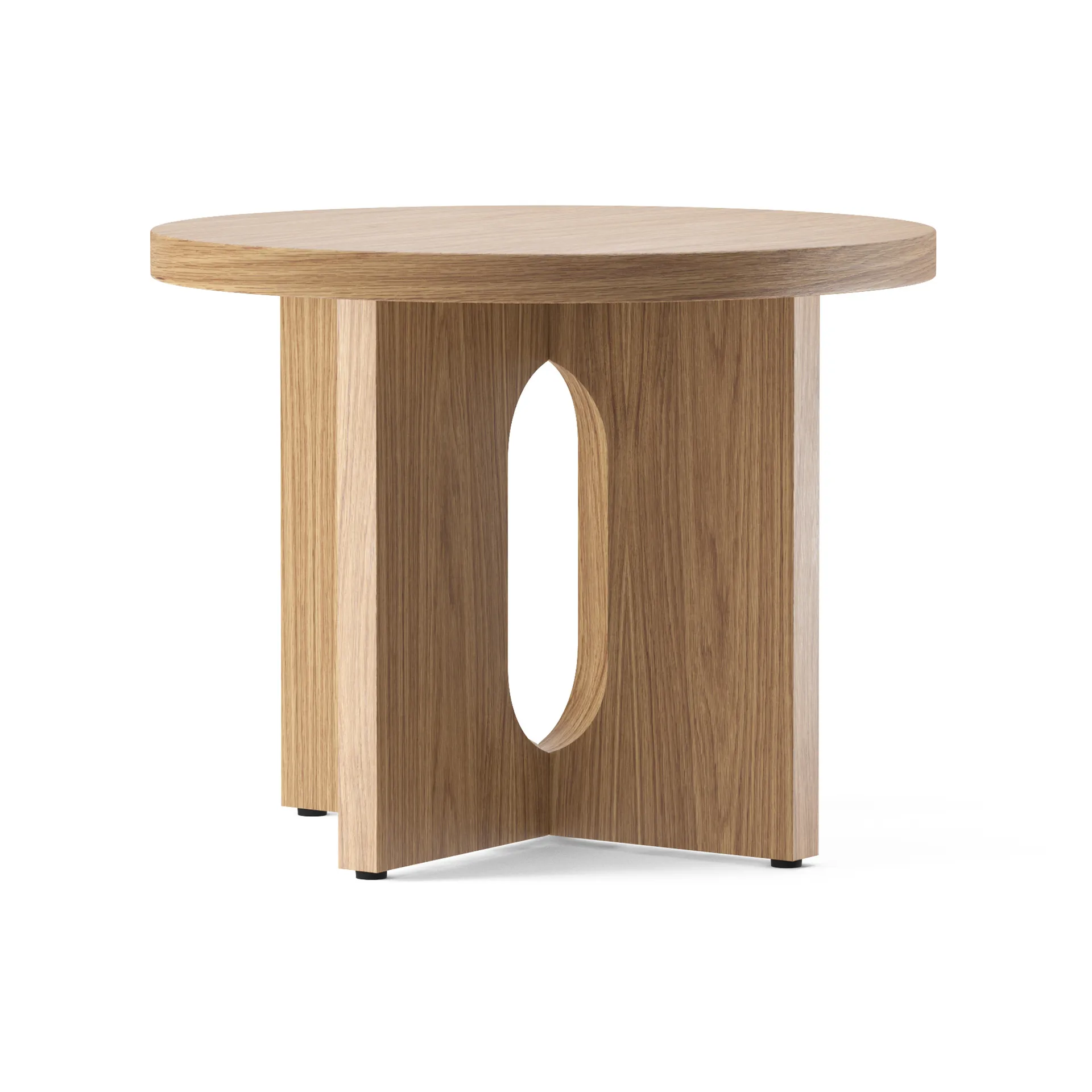 Table d’appoint Androgyne Ø50 cm base en chêne, Plateau de table en chêne Audo Copenhagen
