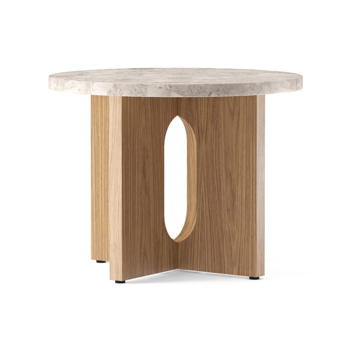 Table d’appoint Androgyne Ø50 cm base en chêne - Plateau de table Kunis Breccia - Audo Copenhagen