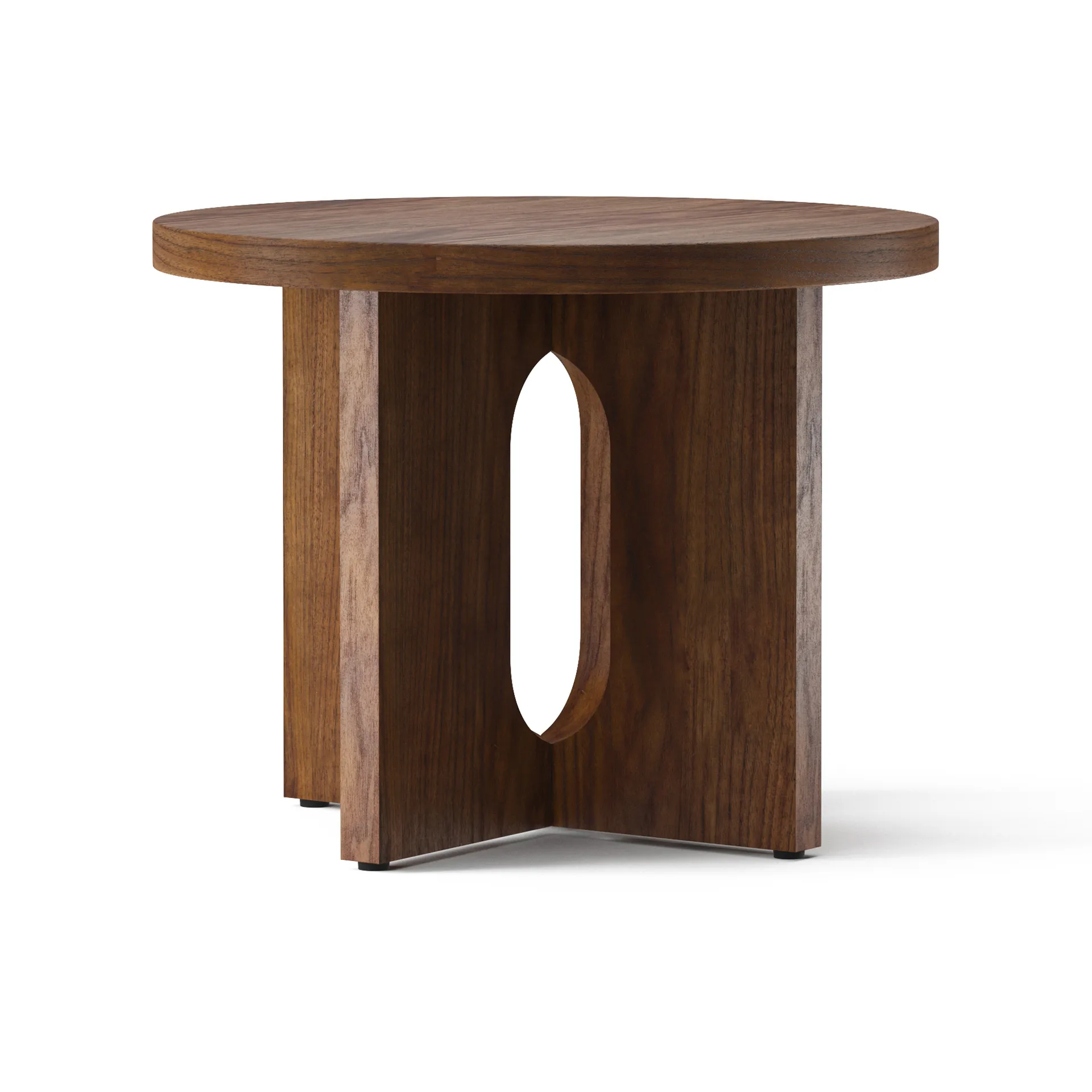 Table d’appoint Androgyne Ø50 cm base en noyer, Plateau de table en noyer Audo Copenhagen