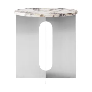 Table d'appoint Androgyne - Calacatta Viola marbre-acier brossé, Ø42 cm - Audo Copenhagen