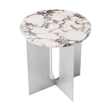 Table d'appoint Androgyne - Calacatta Viola marbre-acier brossé, Ø42 cm - Audo Copenhagen
