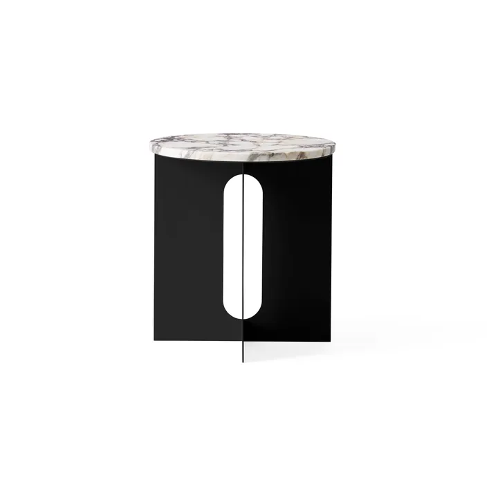 Table d'appoint Androgyne - Calacatta Viola marbre-acier noir, Ø42 cm - Audo Copenhagen