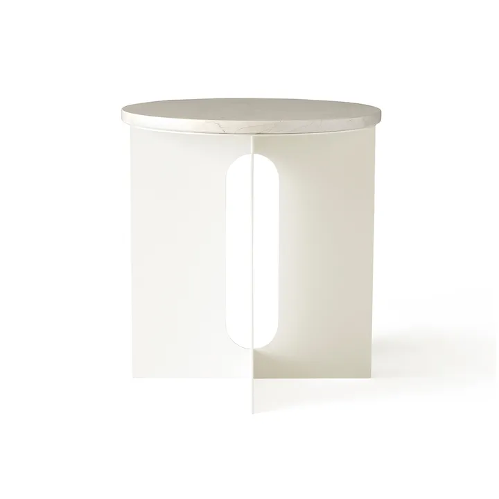 Table d'appoint Androgyne - Calacatta Viola marbre-ivory acier, Ø42 cm - Audo Copenhagen