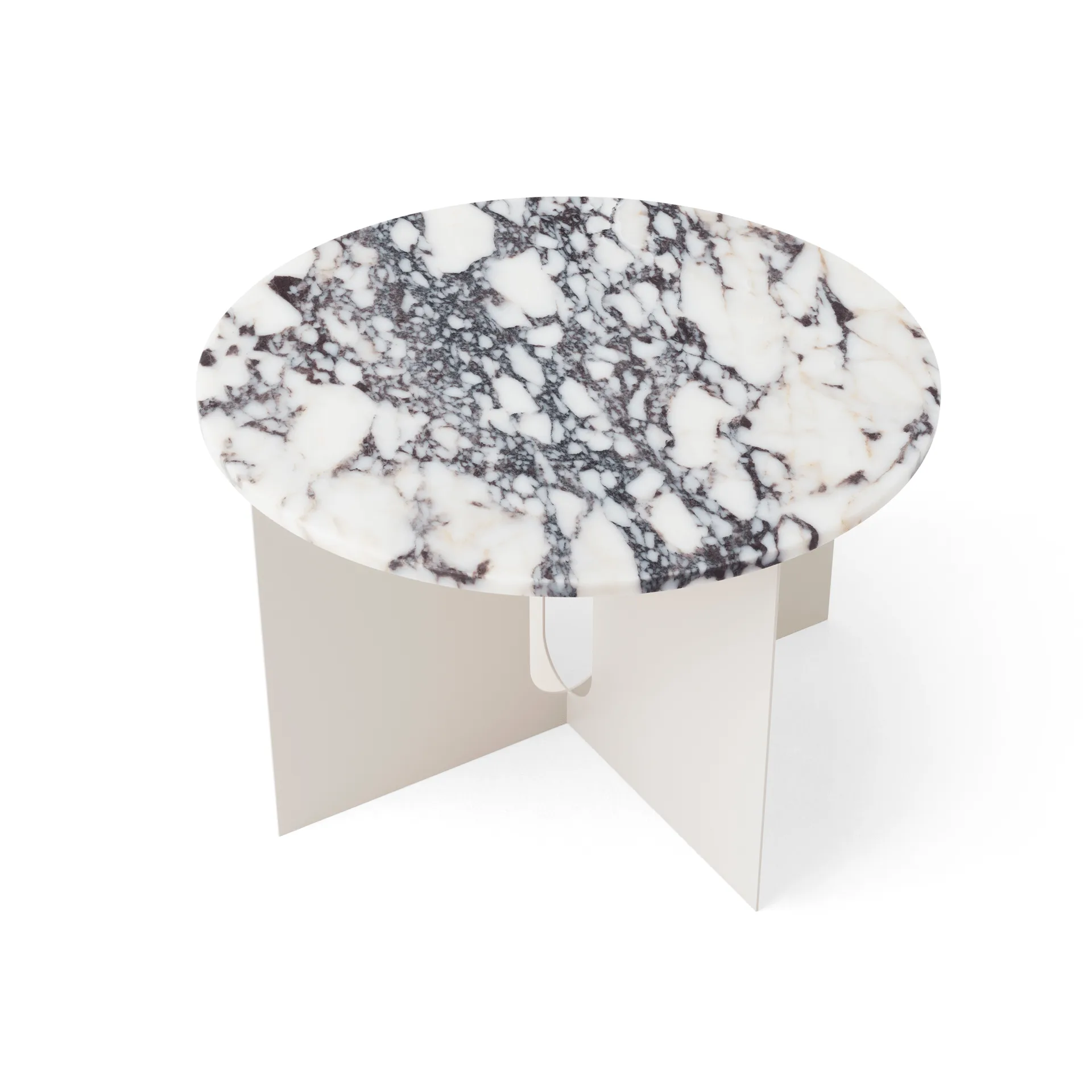 Table d'appoint Androgyne, Calacatta Viola marbre-ivory acier, Ø65 cm Audo Copenhagen