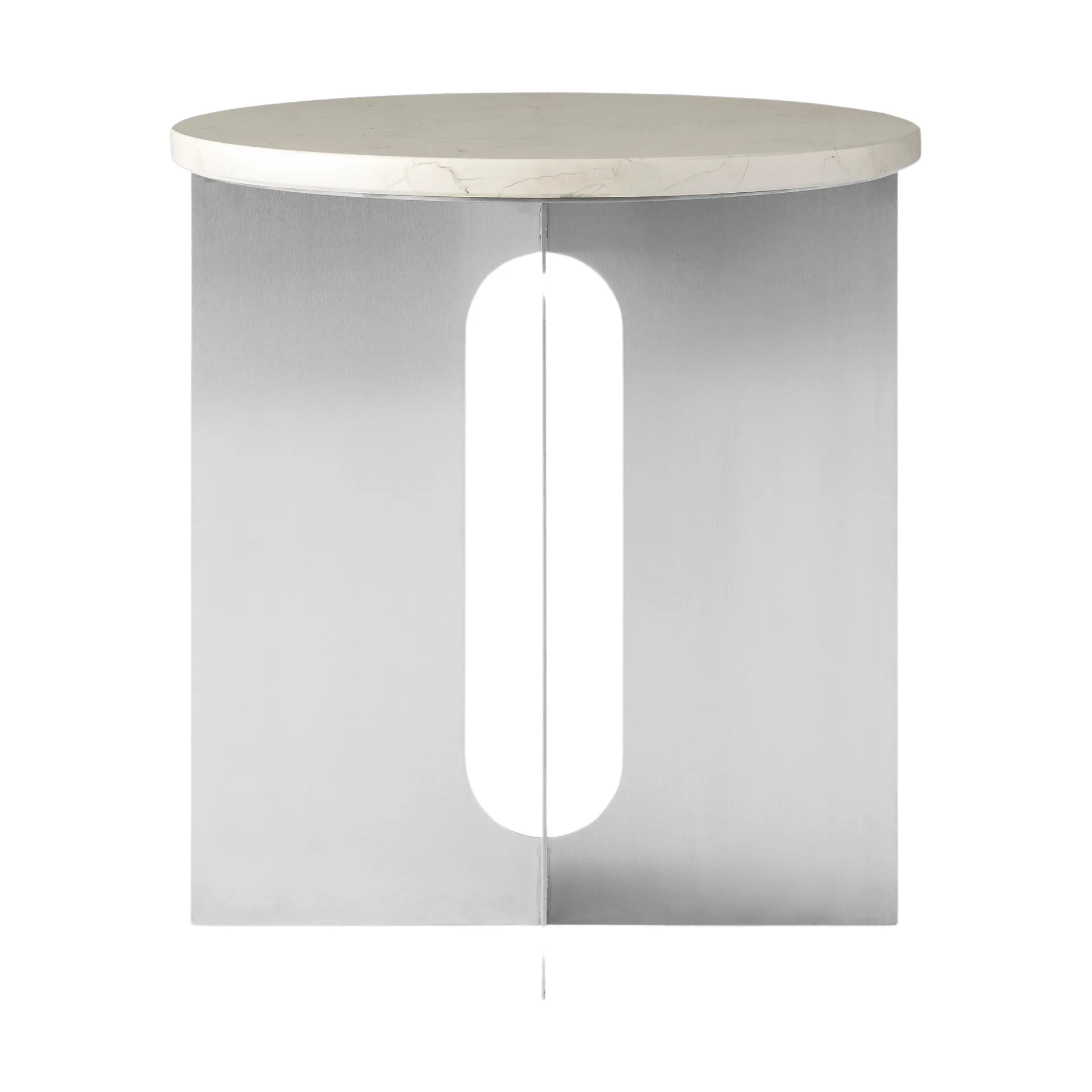 Table d'appoint Androgyne, Crystal Rose marbre-acier brossé, Ø42 cm Audo Copenhagen