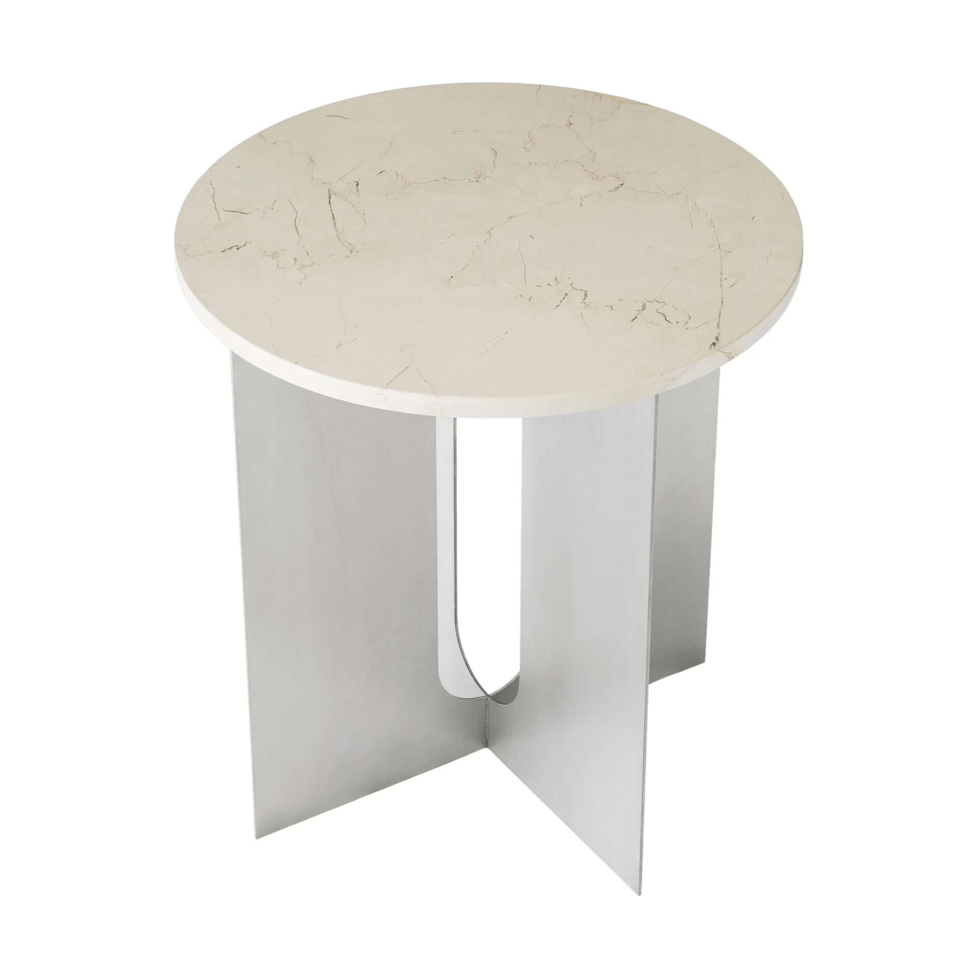 Table d'appoint Androgyne, Crystal Rose marbre-acier brossé, Ø42 cm Audo Copenhagen