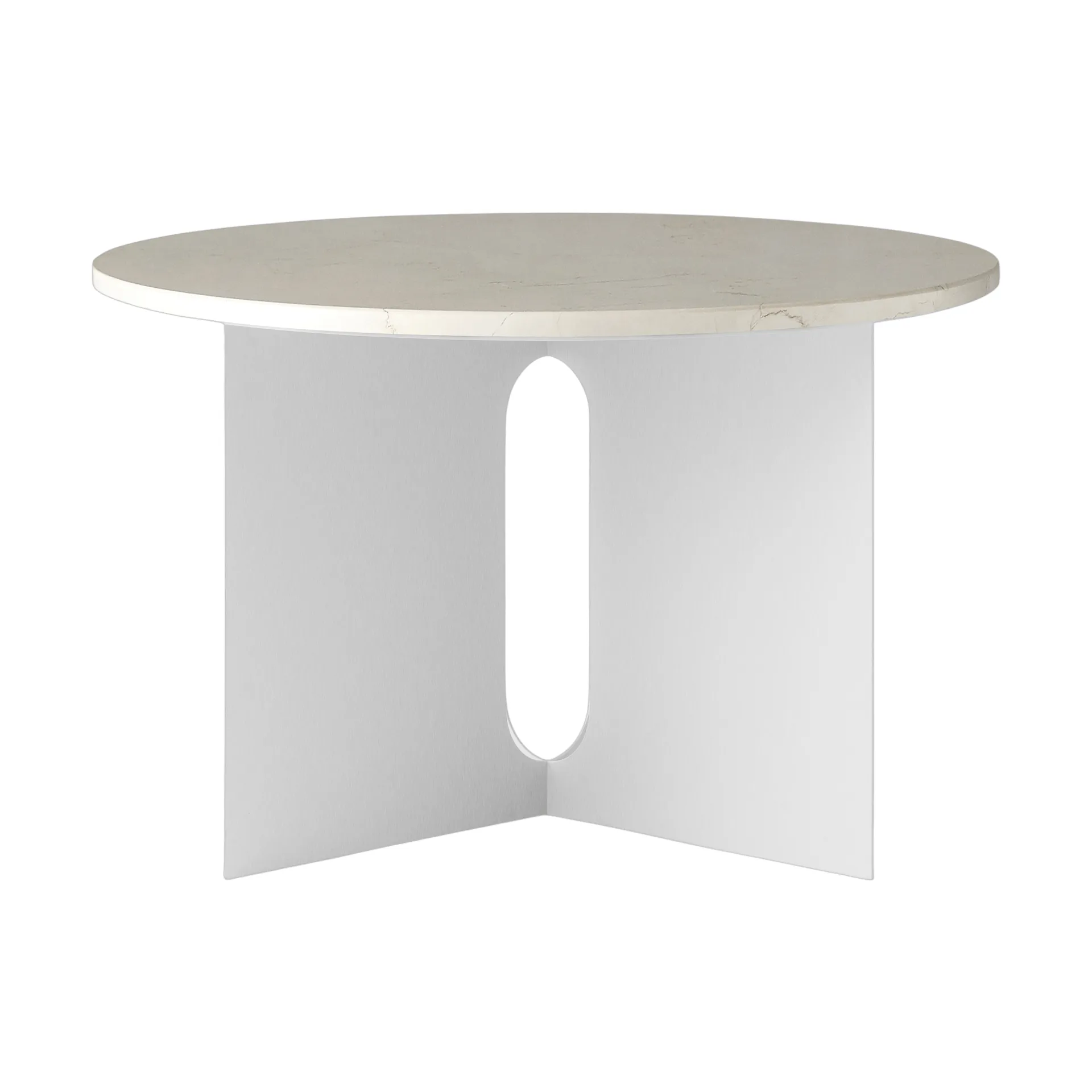 Table d'appoint Androgyne, Crystal Rose marbre-acier brossé, Ø65 cm Audo Copenhagen