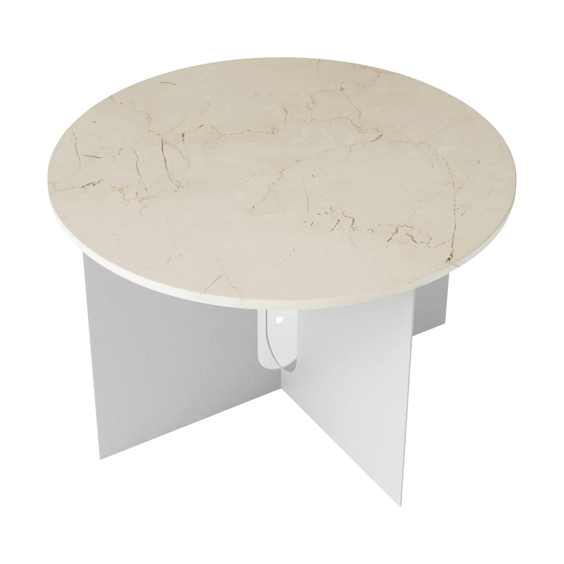 Table d'appoint Androgyne, Crystal Rose marbre-acier brossé, Ø65 cm Audo Copenhagen