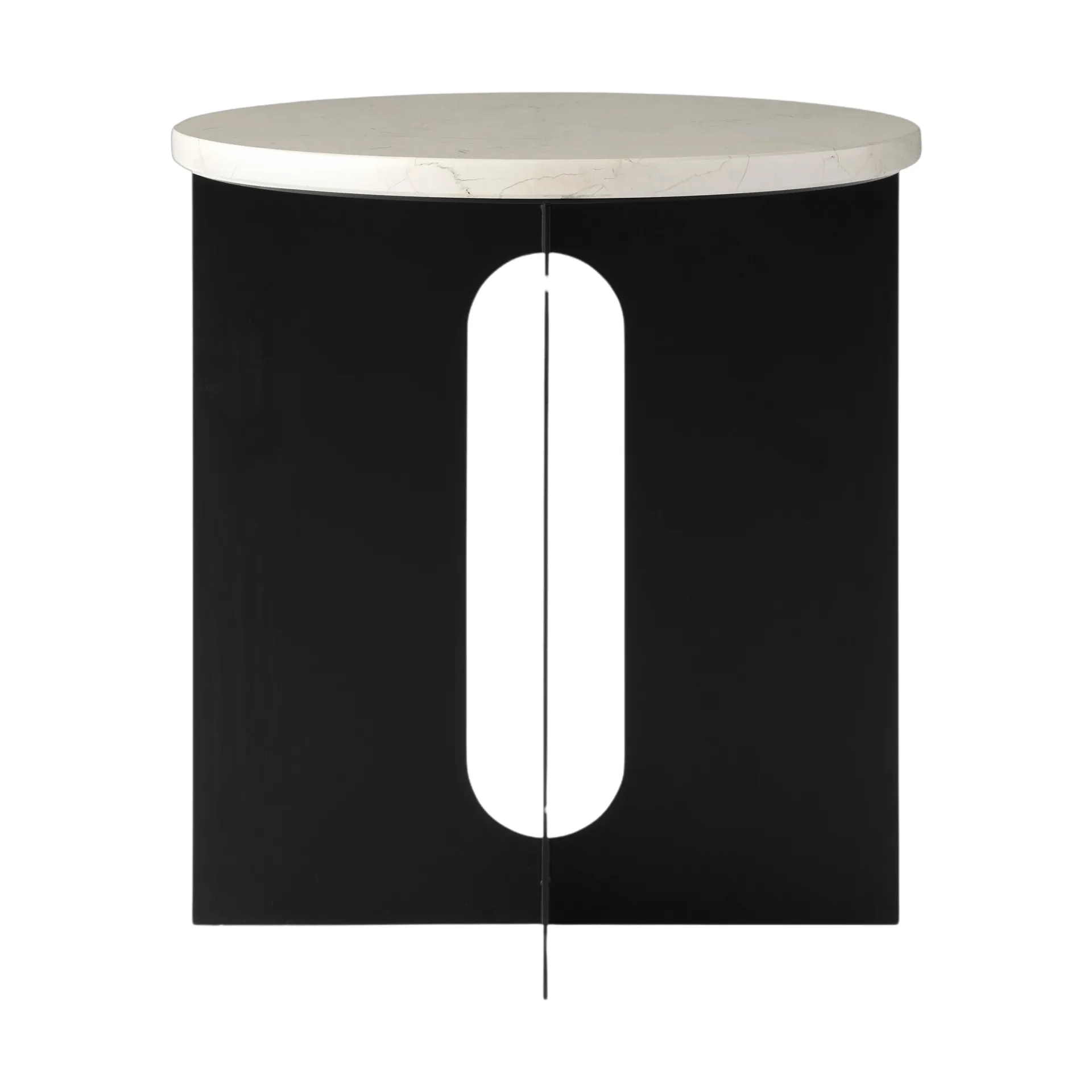 Table d'appoint Androgyne, Crystal Rose marbre-acier noir, Ø42 cm Audo Copenhagen
